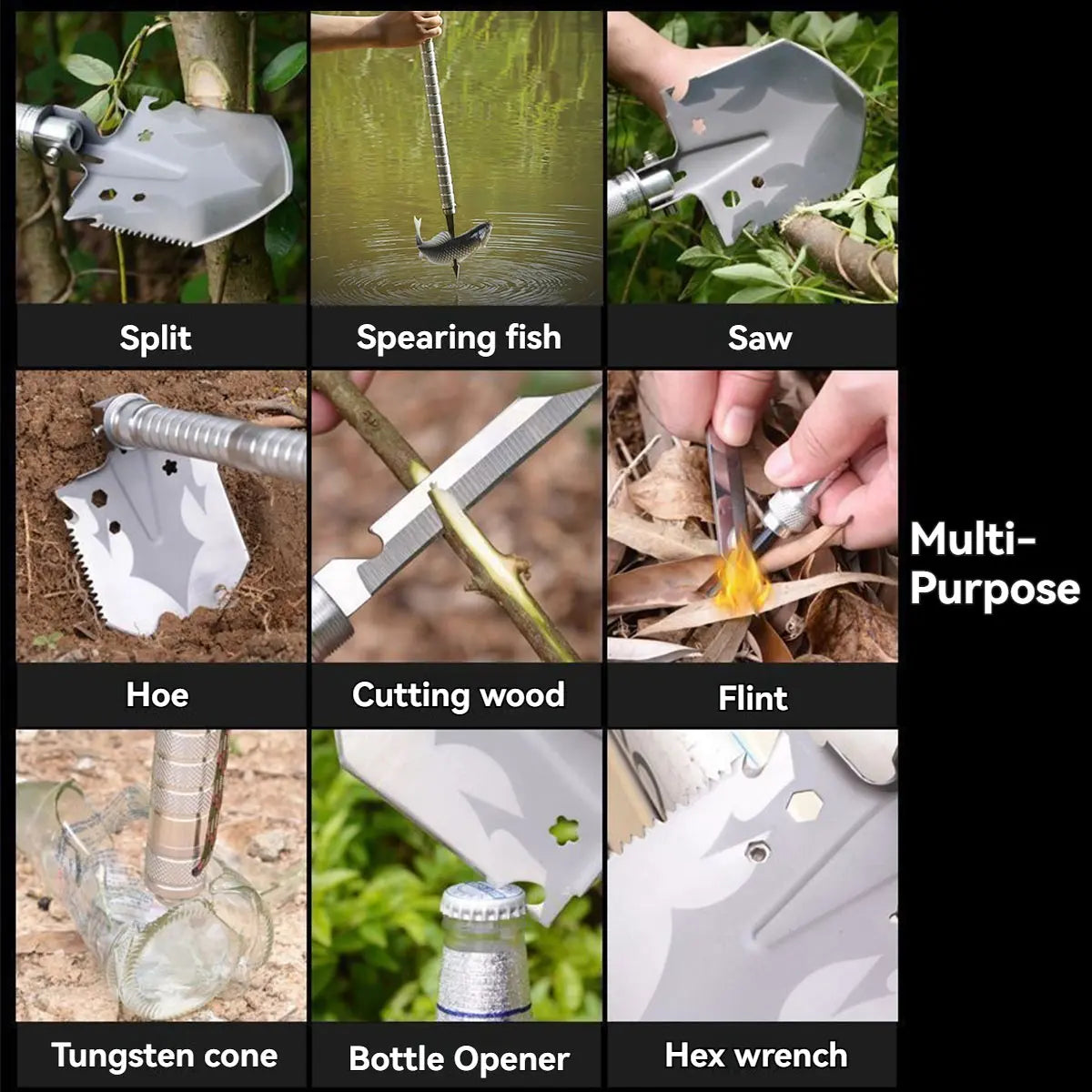 Skywolfeye Multi Tool Folding Military Shovel For Outdoor Survival