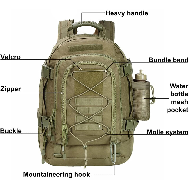 LQARMY Outdoor Tactical Backpack For Hiking And Camping