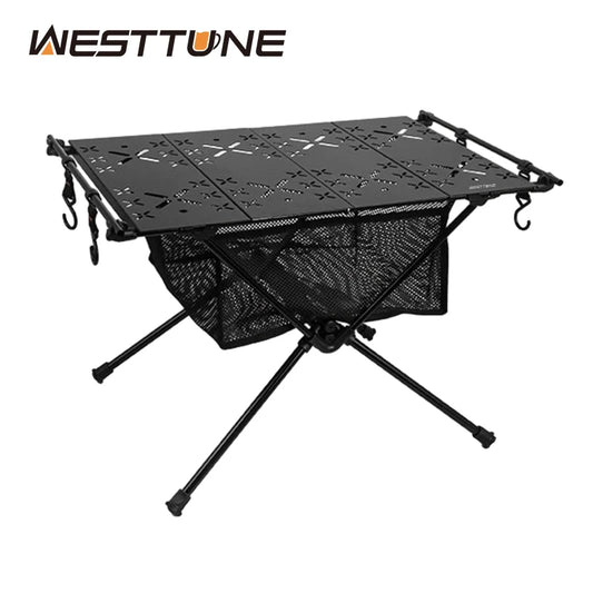 West Tune Folding Camping Table Aluminum Lightweight With Mesh Bag