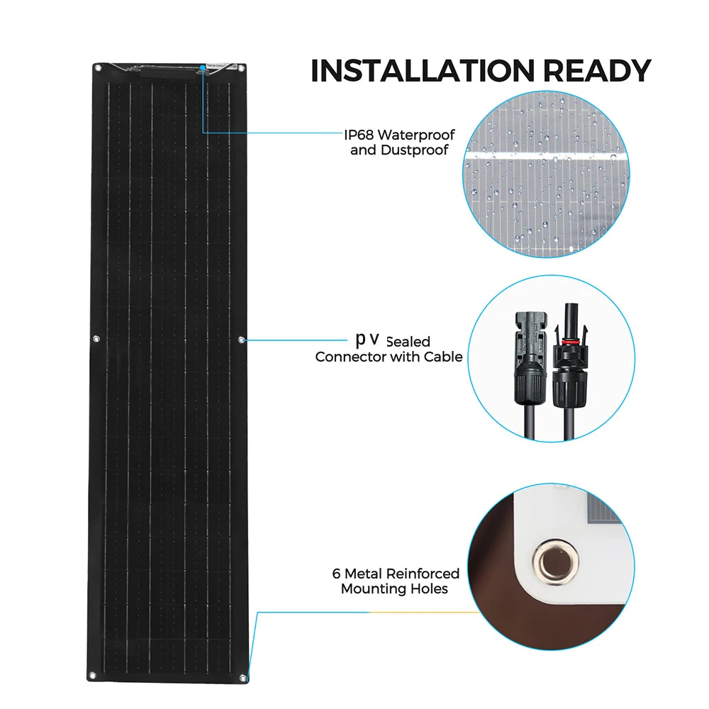 WUZECK Flexible Solar Panel Kit 50W 12V 24V For Outdoor