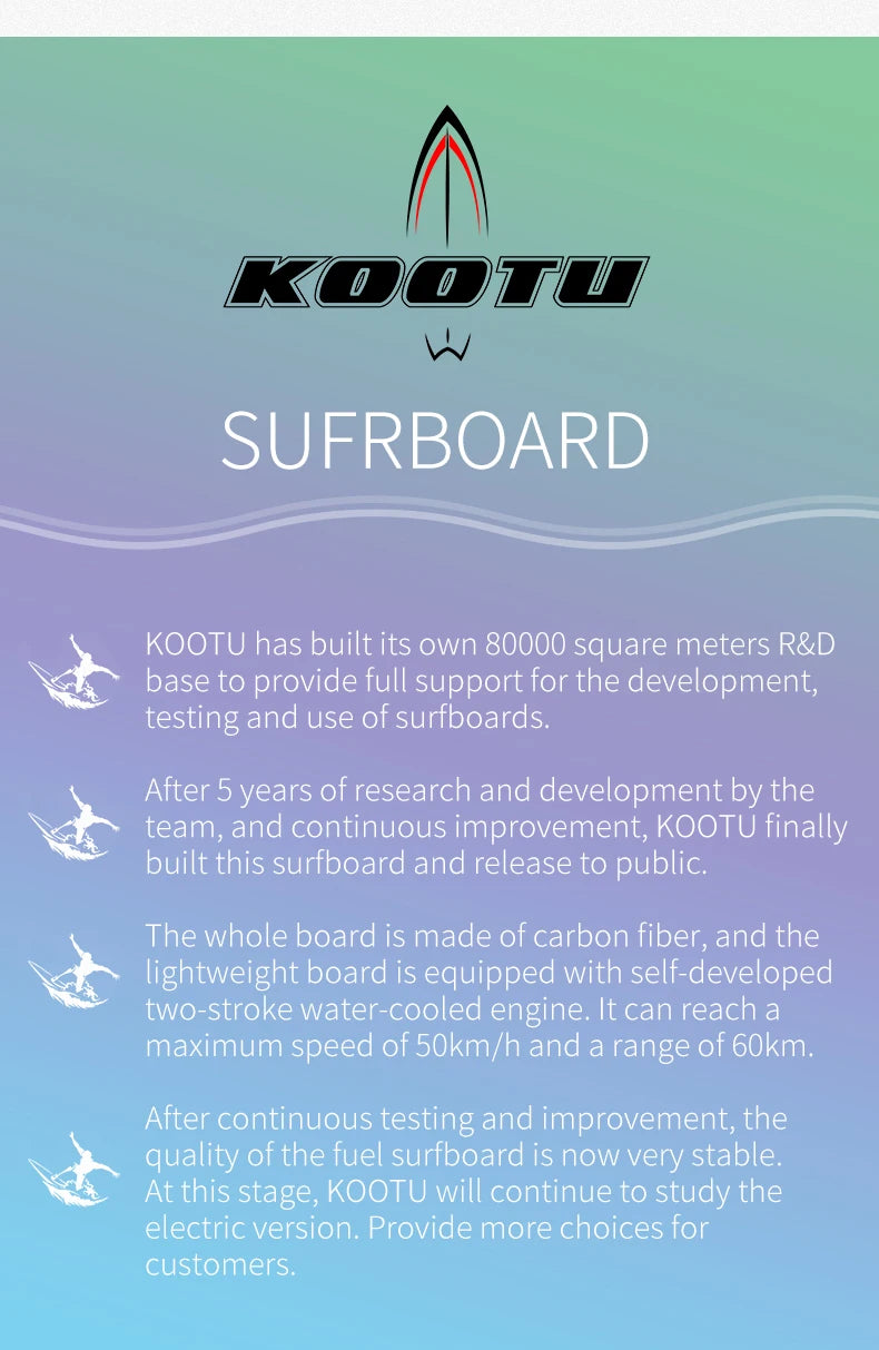 Jet Surfboard Carbon Fiber Gas Powered Surfboard With 109cc Engine For US Shipping