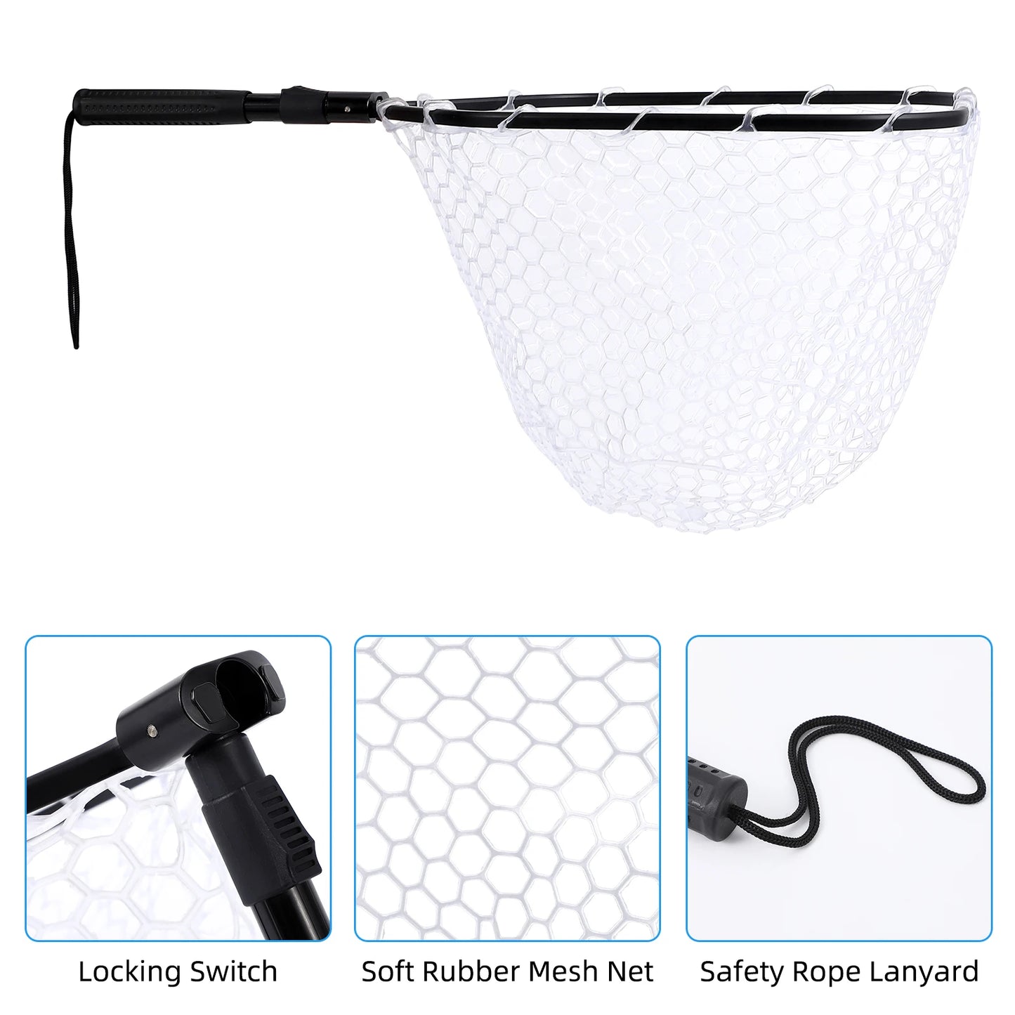 Hipicute Foldable Trout Fishing Net With Soft Rubber Mesh Handle