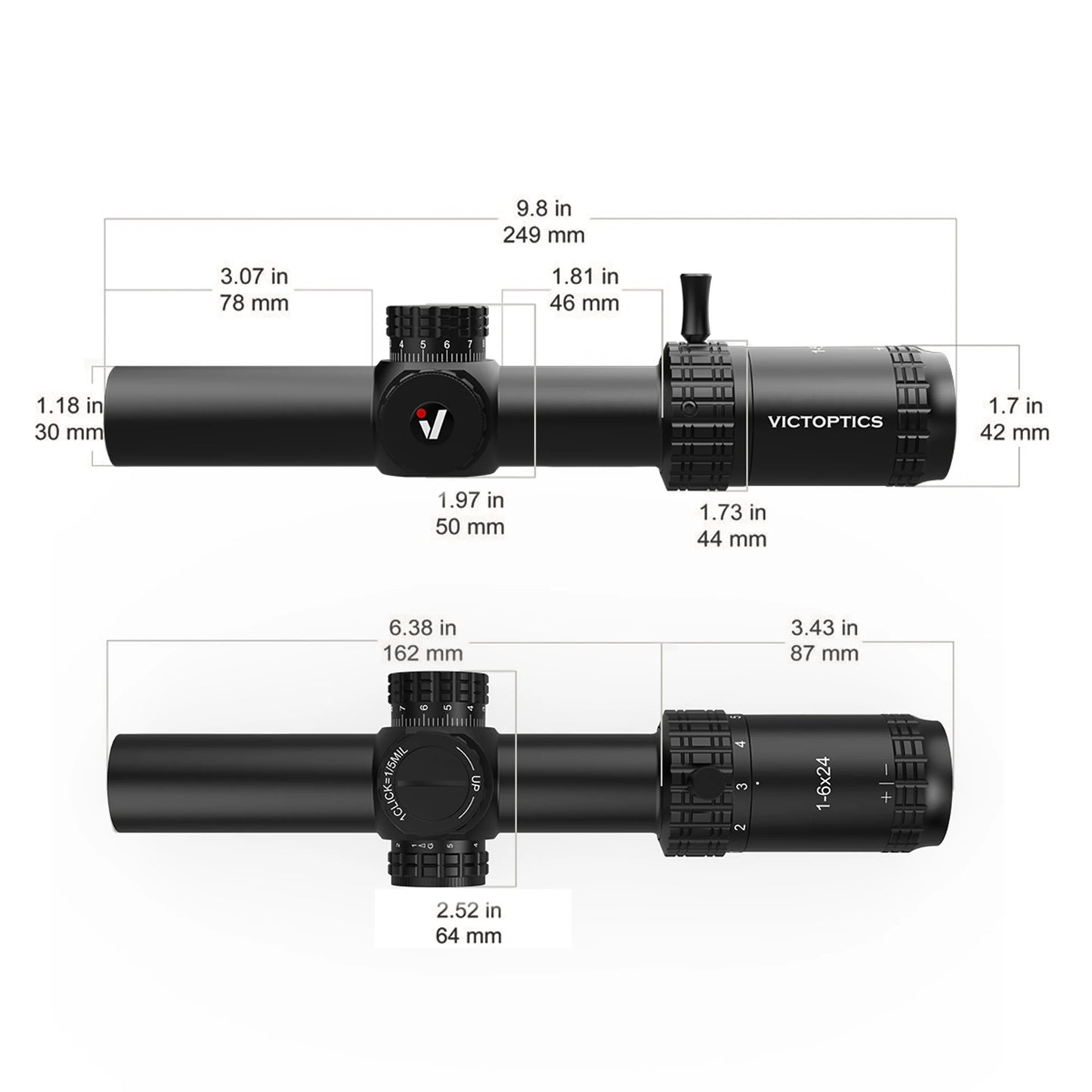 Vector Optics S6 1-6x24 SFP Riflescope With Red Green Illumination