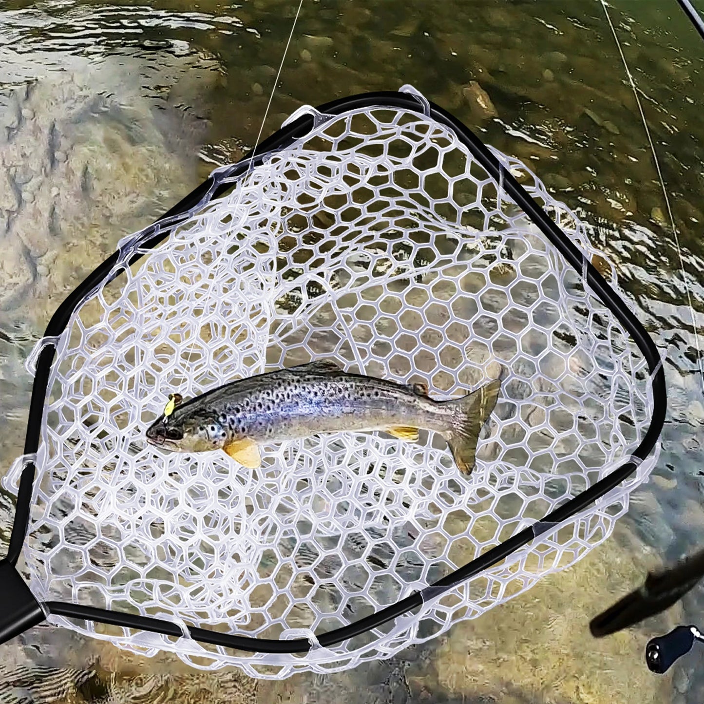 Hipicute Foldable Trout Fishing Net With Soft Rubber Mesh Handle
