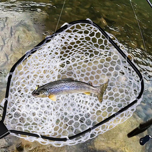 Hipicute Foldable Trout Fishing Net With Soft Rubber Mesh Handle