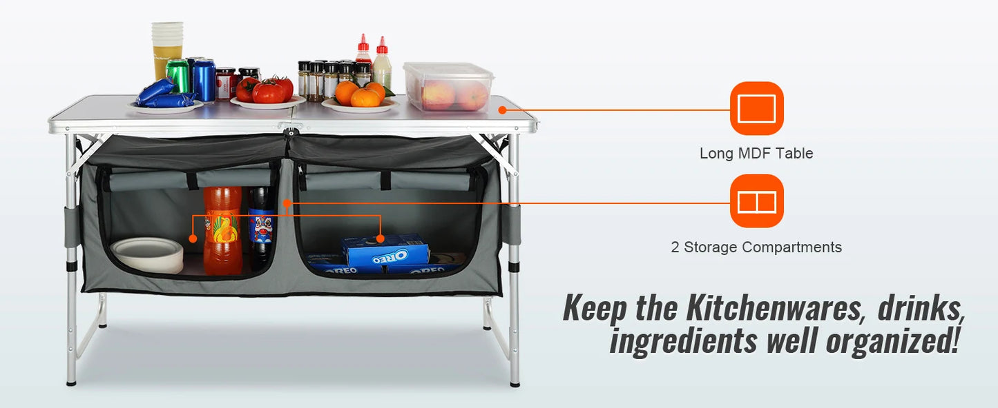 VEVOR Camping Kitchen Table Quick Set Up Folding Outdoor Use