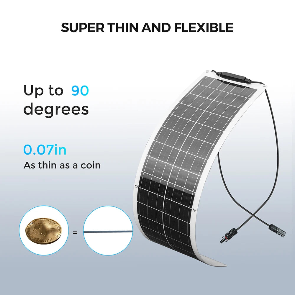 WUZECK Flexible Solar Panel Kit 50W 12V 24V For Outdoor