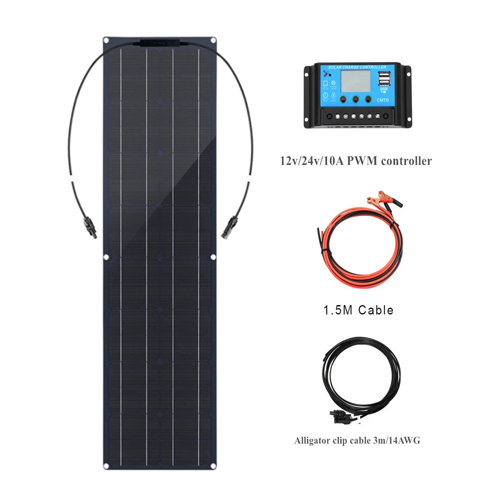 WUZECK Flexible Solar Panel Kit 50W 12V 24V For Outdoor
