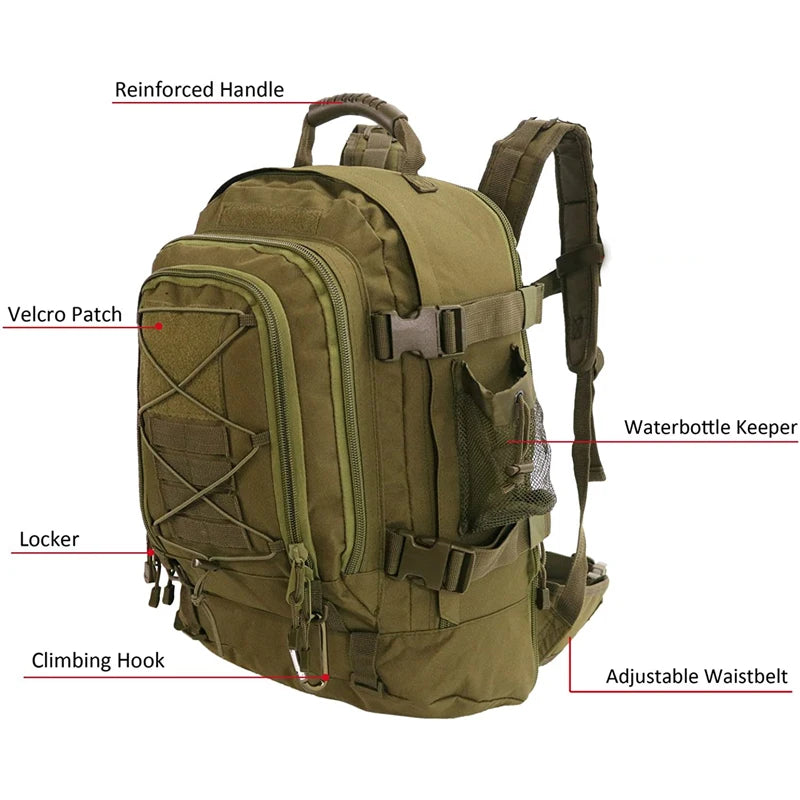 LQARMY Outdoor Tactical Backpack For Hiking And Camping