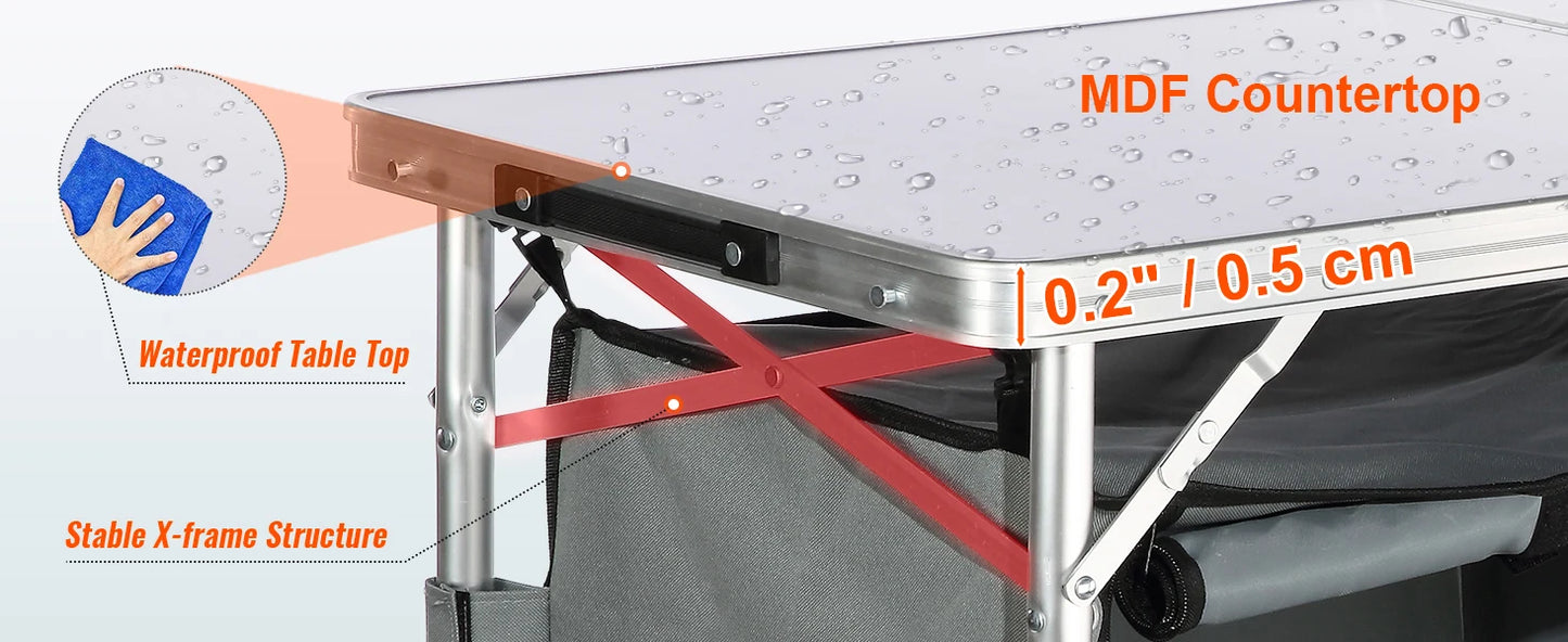 VEVOR Camping Kitchen Table Quick Set Up Folding Outdoor Use