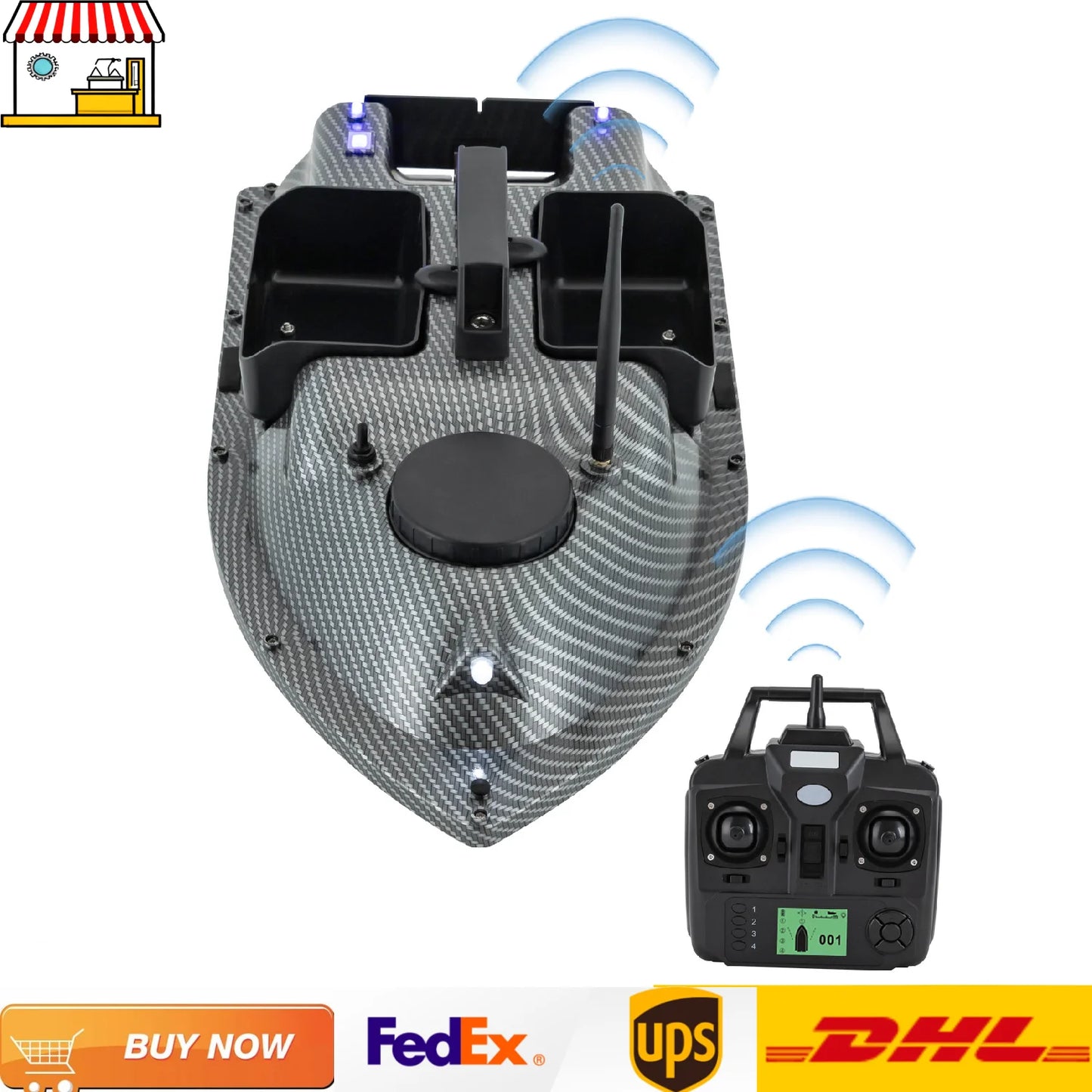 High-concerned GPS Fishing Bait Boat With 2 Batteries 16 Points