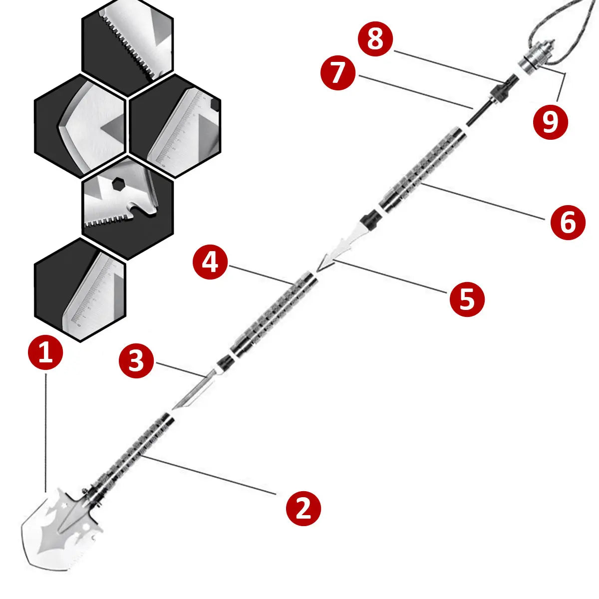 Skywolfeye Multi Tool Folding Military Shovel For Outdoor Survival
