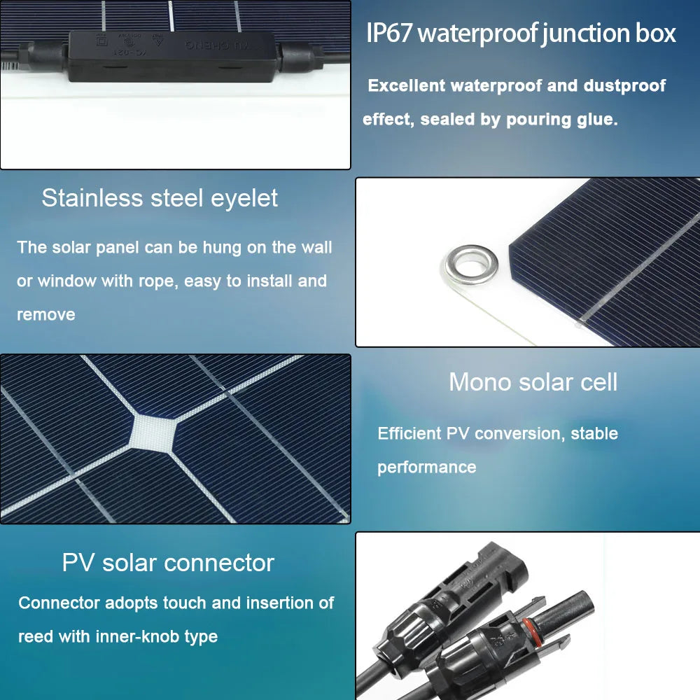 Wuzeck 50W Flexible Solar Panel Kit 12V 24V 2 Modules
