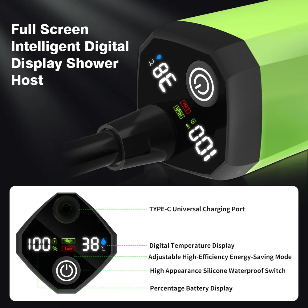 LIXADA Camping Shower Pump Kit With Full Screen Digital Display 6000mAh