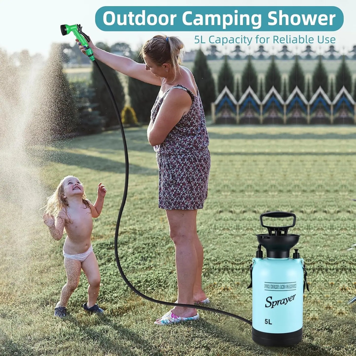 YTYIN Portable Camping Shower With Hand Pressure And Detachable Hose