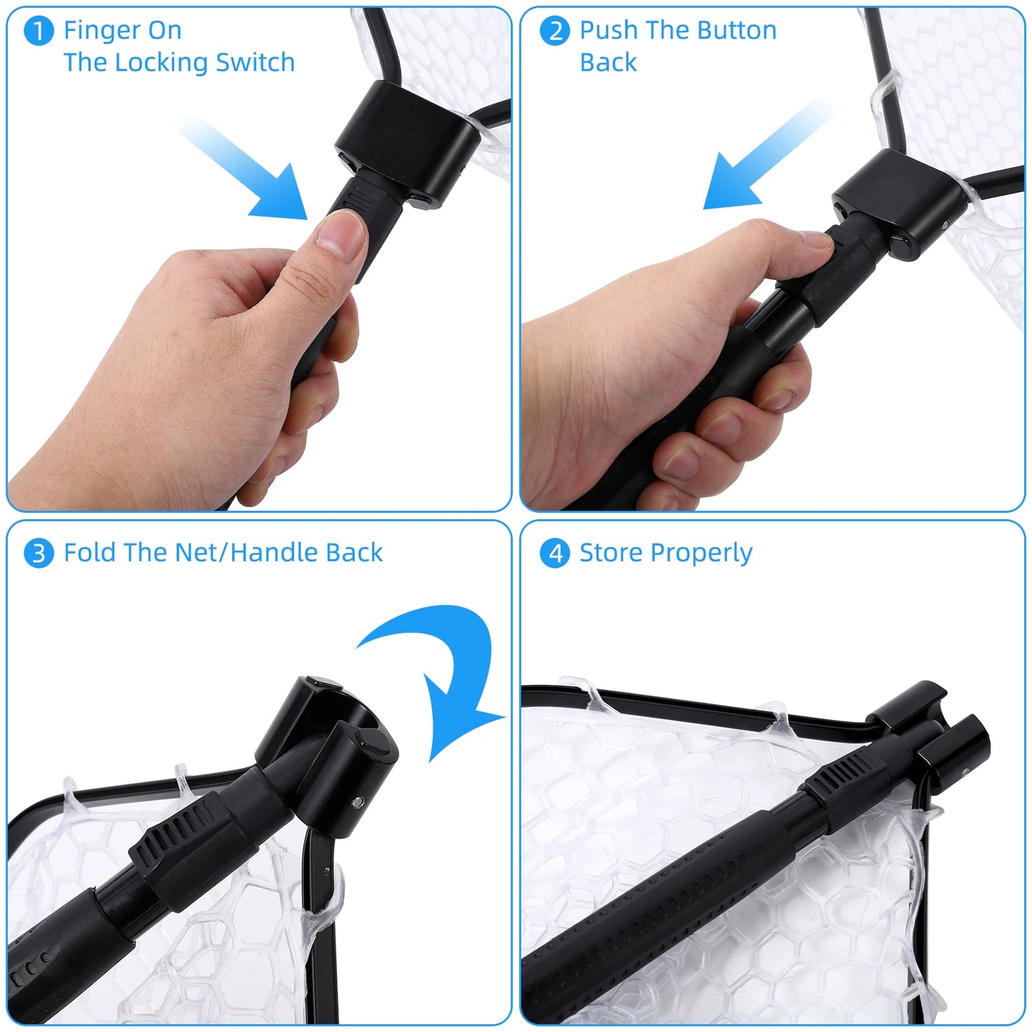 Hipicute Foldable Trout Fishing Net With Soft Rubber Mesh Handle