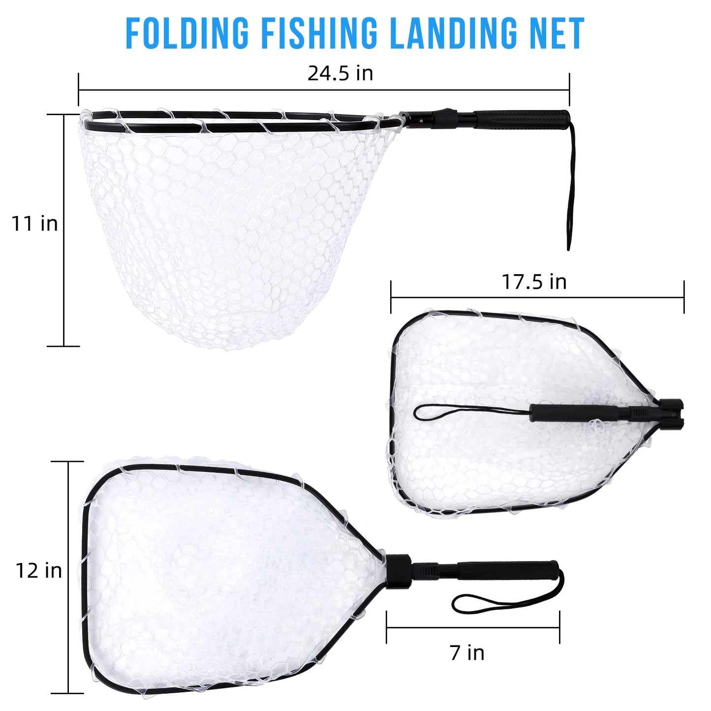 Hipicute Foldable Trout Fishing Net With Soft Rubber Mesh Handle