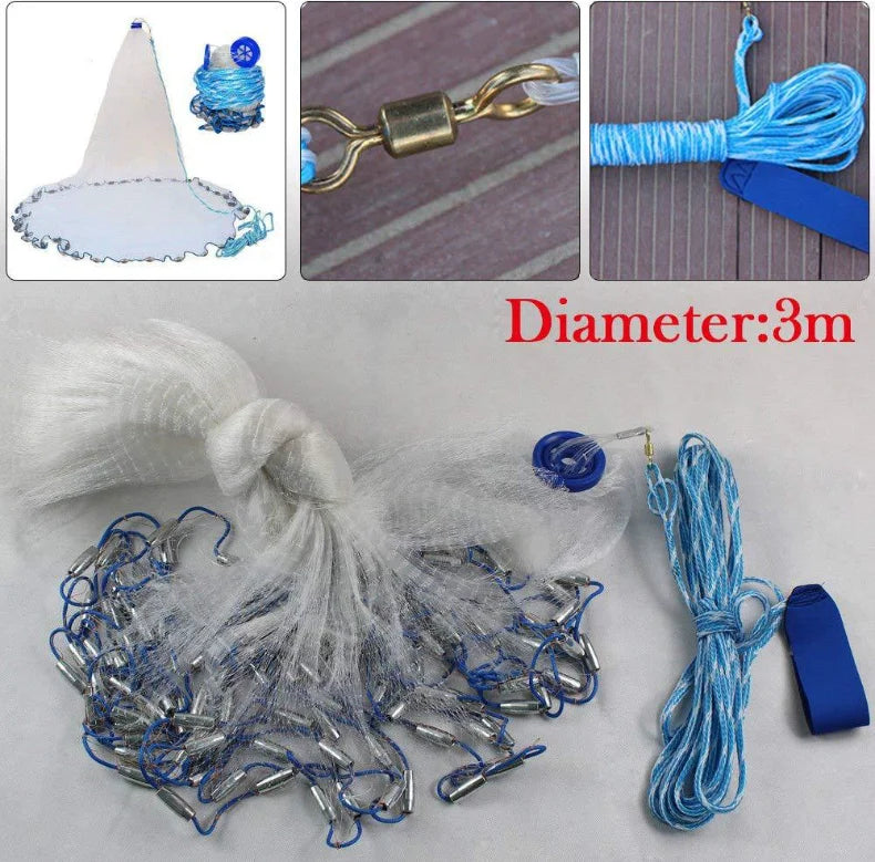 Hign-concerned Nylon Hand Cast Net Ring Free Traditional Fishing Net