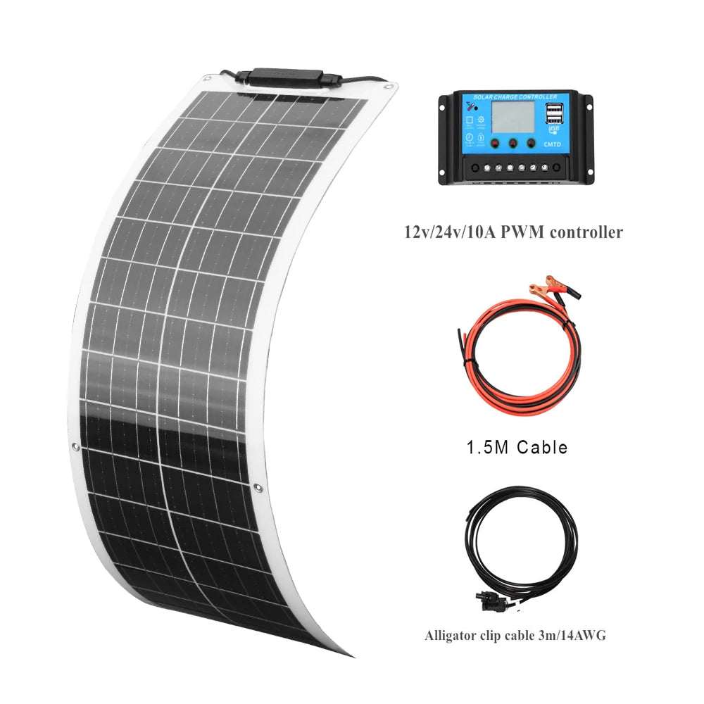 Wuzeck 50W Flexible Solar Panel Kit 12V 24V 2 Modules