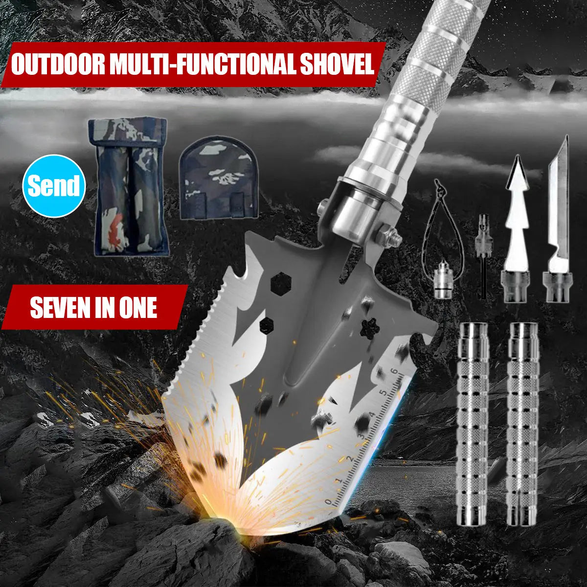 Skywolfeye Multi Tool Folding Military Shovel For Outdoor Survival