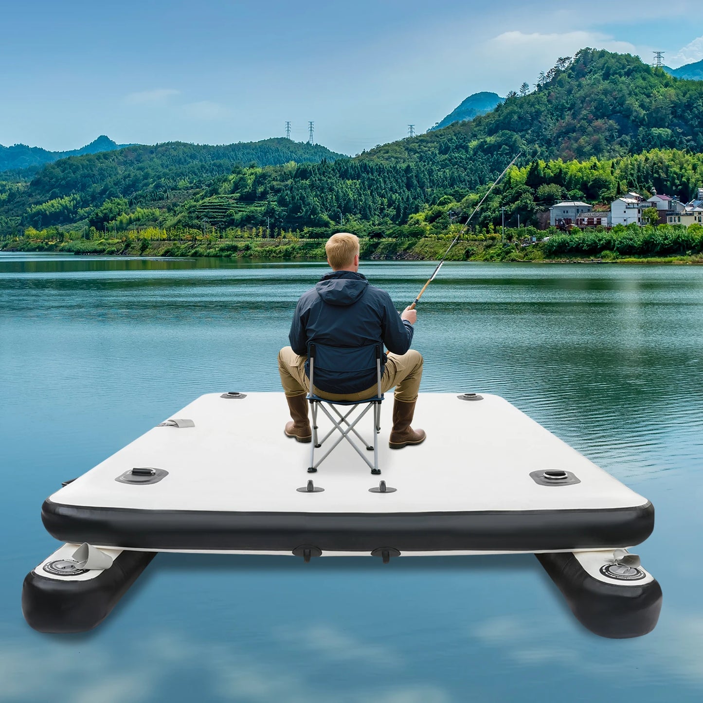 Inflatable Fishing Boat 400kg Payload OutboardCompatibility Premium Pump Oars Kit