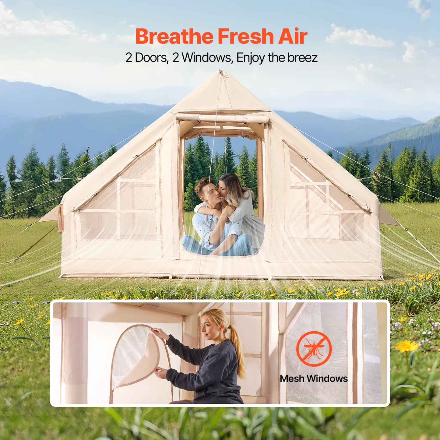 SucceBuy Inflatable Camping Tent With Hand Pump And Bag