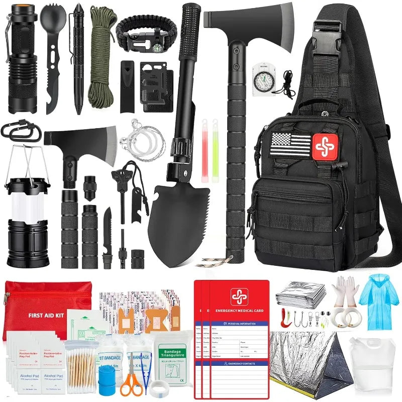 262Pcs Survival Gear Kit With First Aid Pouch And Bag