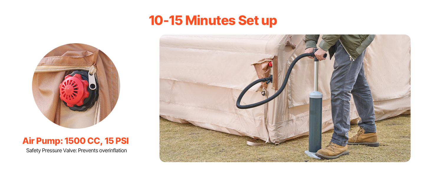 SucceBuy Inflatable Camping Tent With Hand Pump And Bag